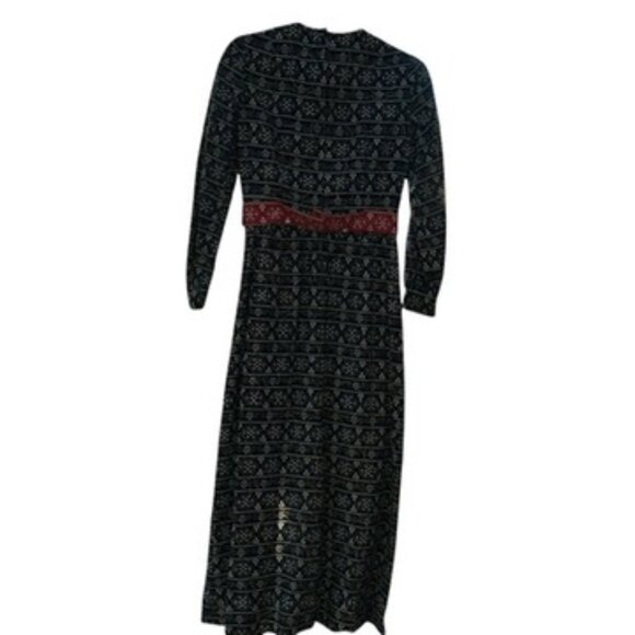 Vintage 1970s Maxi Dress blue red Handkercheif print with triangle scarf 8 - Picture 5 of 8